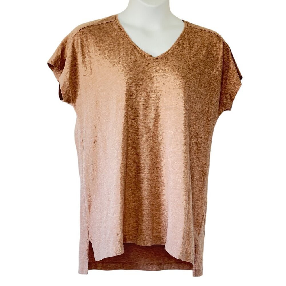 Pure Jill Easy Dolman Tunic Mauve Heather Cap Sleeve V Neck High Low Hem  Medium